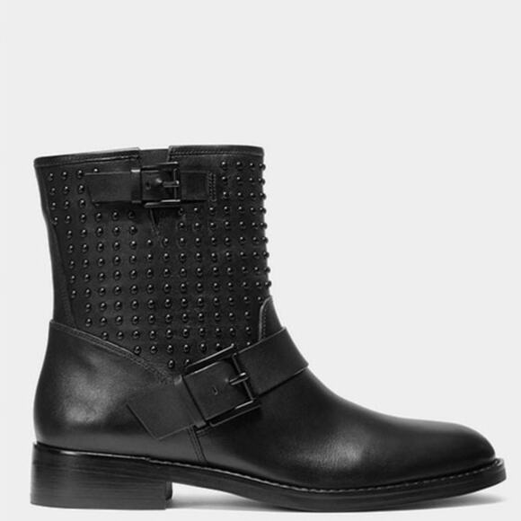 NIB! Michael Michael Kors Reeves Studded Leather Moto Boots in black - Picture 1 of 10